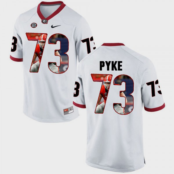 Men's #73 Greg Pyke Georgia Bulldogs For Pictorial Fashion Jersey - White